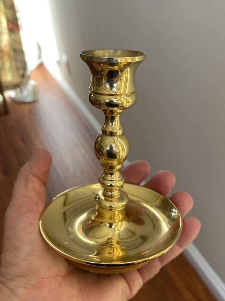 2 EUC Baldwin brass candlesticks candle Holders in America 5”X4