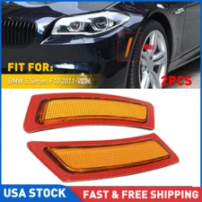 Amber  Front Bumper Reflectors Side Marker Lights For 2011-2016 F10 BMW 5 Series