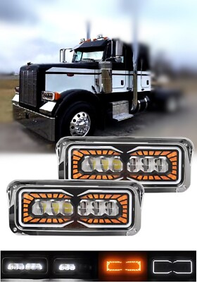 2x LED Halogen Front Indication Light/Lamp High-Low Beam for Western Star