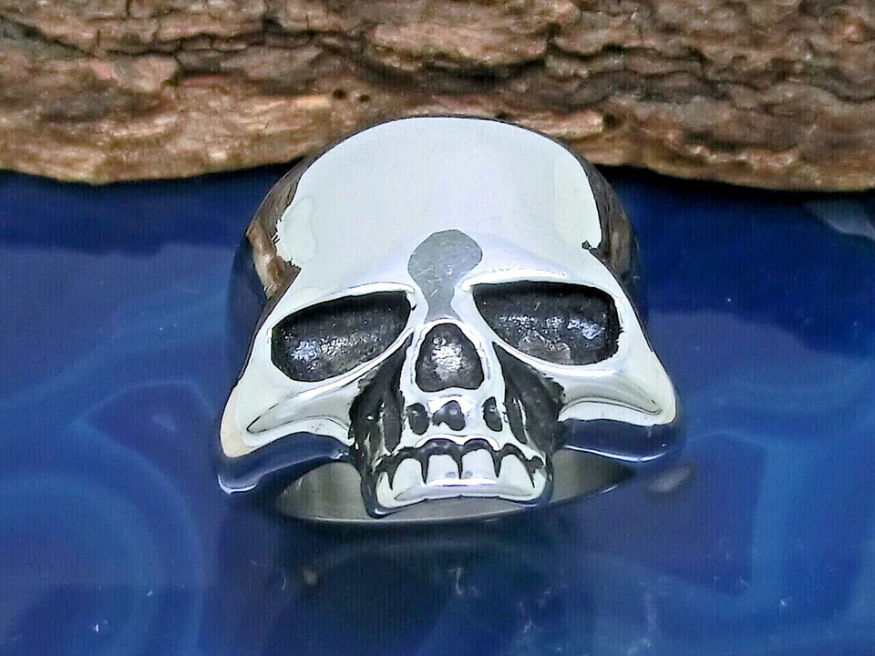 Teschio Anello IN Acciaio Inox Semplice Massiccio Teschio Biker Gotico Metallo - Immagine 2 di 4