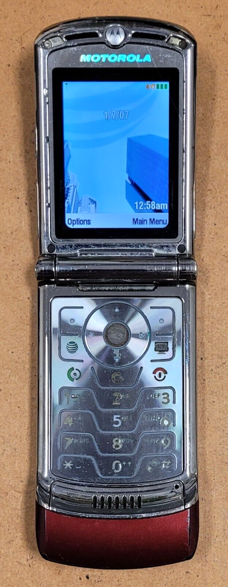 Motorola RAZR V3xx - Red and Silver ( AT&T ) Flip Phone - Very