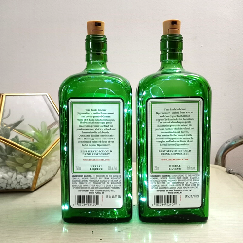 Set Of 2 Jagermeister Bottle Lamps - Battery Cool White LED Fairy Night Lights - Picture 3 of 4