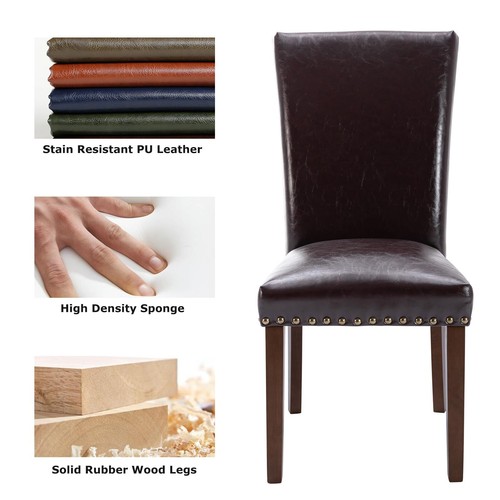 A420darkbrownl Leather Dining Chairs Set Of 2 Ldarkbrown - Picture 6 of 9