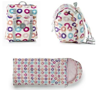 Mimish - 20'' x 50'' Kids Sleep N Pack ~ Donut Pattern ~ Sleeping Bag / Backpack