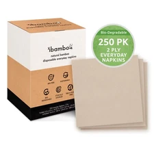 Ibambo Bamboo Everyday Napkins - 250 Pack, 2-Ply, Compostable Dinner Napkins