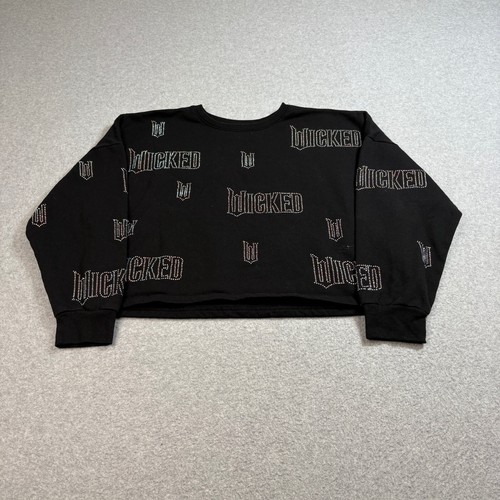Wicked Sweatshirt Damen XL schwarz Strass Cropped Boxy Pullover Musical Film