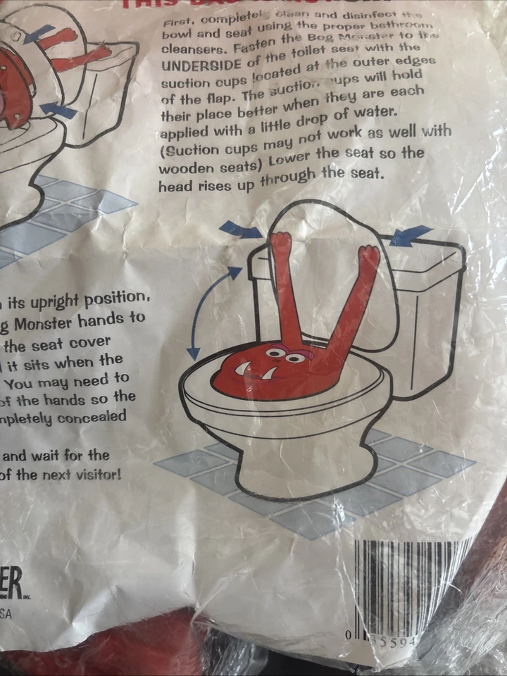 Bog Monster 1993 Original Toilet Prank Monster Gag Broma Regalo De Colección RARO Rojo Foto 4 de 4