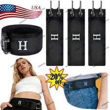 1-3PC Tactical Metal Hook Elastic Belt Buckle-Less Invisible Waist Belt Closure