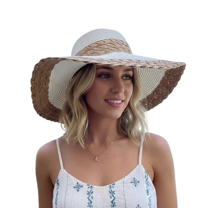 Jacobson Wide Brim Toyo Swinger Floppy Hat OS Boho Travel Woven Beach Resort