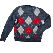 J. Crew Argyle Preppy 100 Lambswool Long Sleeve Sweater Size L