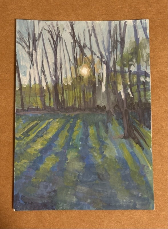 ACEO Original Landscape Watercolor & Gouache Painting on Paper, Contemporary