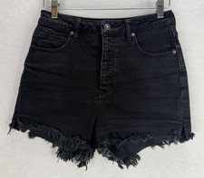 We The Free Free People Black Denim Cut-Off Distressed Shorts Size 28 CRVY