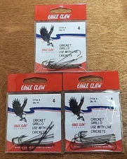 Lot Of 3. Eagle Claw 215A #4 10Ct Bronze Aberdeen Cricket Hooks