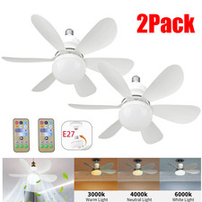 2Pack Socket Ceiling Fans with Light Remote Socket Fan light with Dimmable Led