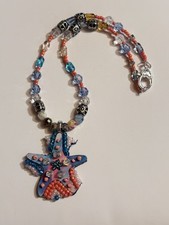 Handmade Artisan Beaded Starfish Necklace Silver Plated