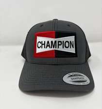 Champion Hat Vintage Spark plug Snapback Trucker Mesh Cap Gray Red Black White