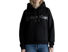 Calvin Klein Performance Womens Metallic Logo Hooded Sweatshirt Black XXL NEW