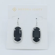 New Kendra Scott Silver Dani Earrings in Black