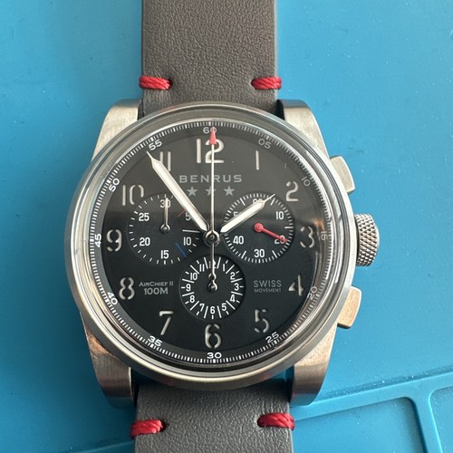 Benrus AirChief2 AC4-SA-BK-LG Chronograph Stainless Steel 41MM Mens Quartz Watch