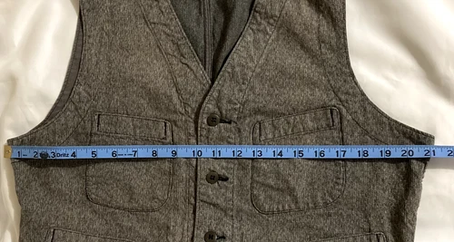 RRL Double RL Ralph Lauren Men's Gray Textured Cotton Vest Size M image 8