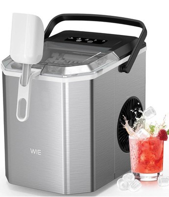 WIE Edelstahl Eismaschine 12kg/24h selbstreinigend 9 Eiswürfel in 6 Minuten 1,5L
