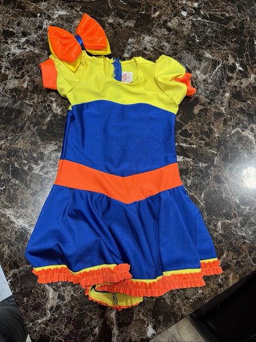 Girls' Yellow Blue Orange Dress Costume with Bow