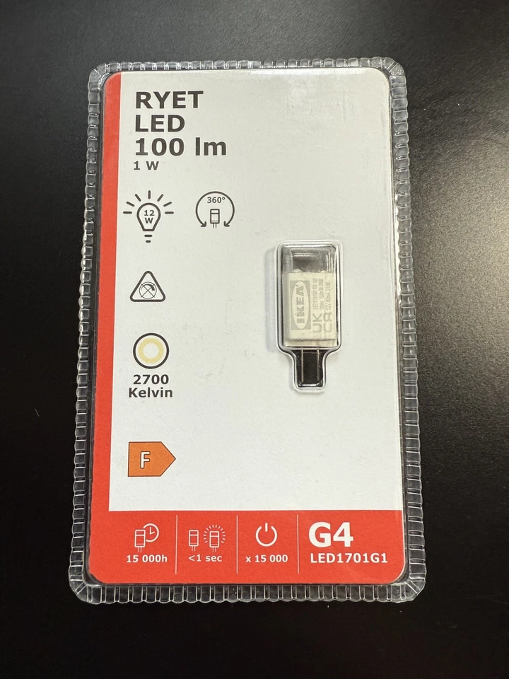 Ikea Ryet G4 LED1701G1 100lm 1W 2700K 360 Light Bulbs x4 Bundle - Brand New - Image 3 of 4