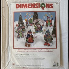 Vintage Dimensions Snow Folk Ornaments Needlepoint Kit 9114 5.5in Christmas USA
