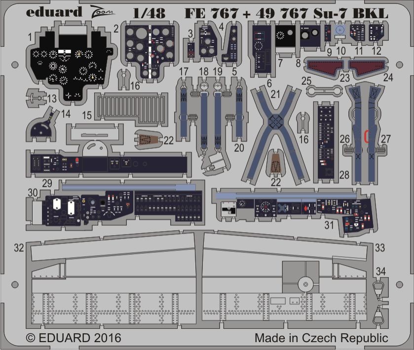 Eduard Accessories Fe767 - 1:48 Su-7 For Smer - Etched Set - New
