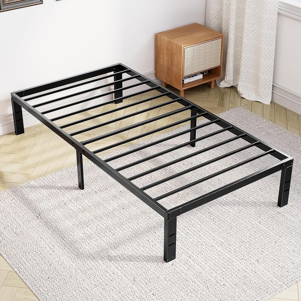 Steel Frame Rust Windows Modern Twin Platform Bed Frame - 14 Inches High, Rust-Resistant Metal ...