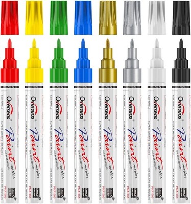 Fine Tip Oil-Based Paint Marker Pen - 8 Colors 0.9mm Fine Nib Permanent Markers,
