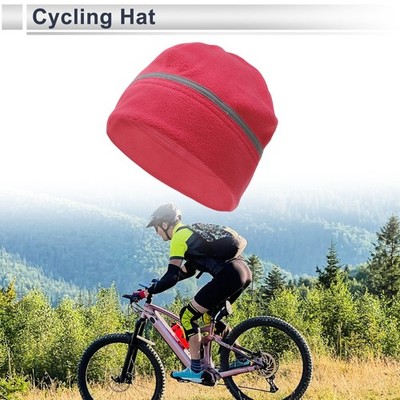 Cycling Hat Warm Ear Protection Reflective Rose Red 27x18cm 1 Pcs