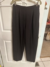 St. John Marie Gray Chocolate Brown Knit Wool Blend Pants Med 10 32x30 Stretch