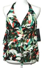 Aqua Green Ruffle Halter Tankini Top Women’s Size Medium (8-10)