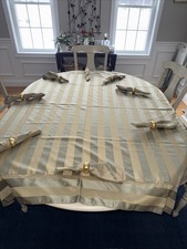 Square Olive And Gold 70 Tablecloth, 8 Napkins