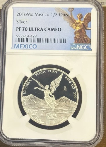 2016 Mo MEXICO 1/2 ONZA NGC PF 70 ULTRA CAMEO SILVER COIN!!