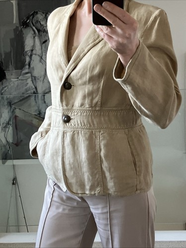 Marella Sport Women's Casual Linen / Flax Jacket Blazer Camel Beige Size 10 - Picture 6 of 13