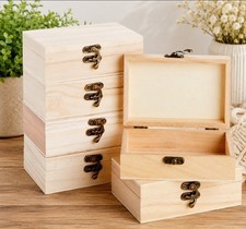 6 Pack Unfinished Wooden Storage Boxes 6"x4"x2" DIY Jewelry Keepsake Craft Suppl
