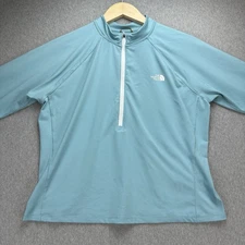 The North Face Top Womens XL Light Blue Raglan Sleeve 1/2 Zip Performance Active