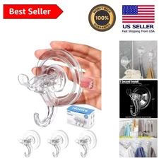 Transparent Heavy-Duty Suction Cup Hooks – 3-Pack, Ideal for Home Organization
