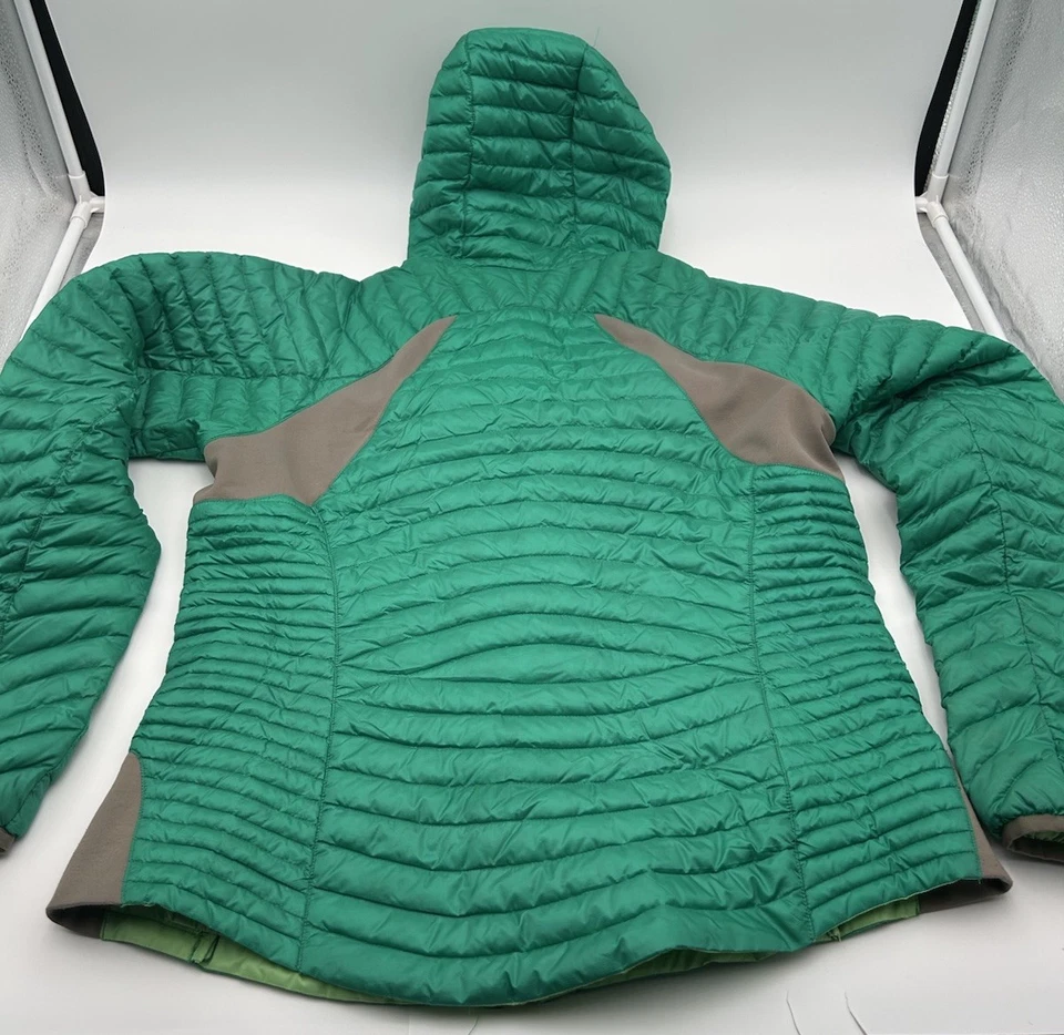 Eddie Bauer First Ascent EB800 Goose Down Hooded Puffer Jacket Green Wms M EUC - Image 2 of 4