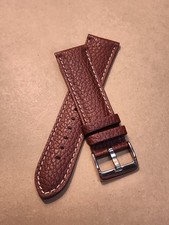 Vintage NOS Hadley Roma 24R Brown Padded Contrast Stitched Leather Watch Band