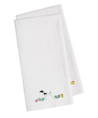 English Pointer Easter Eggs White Embroidered Towel Set of 2 CK1639WHTWE