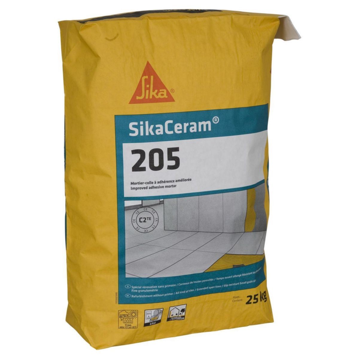 SikaCeram 205 colle carrelage extérieur intérieur sac 25 kg mortier ciment gris