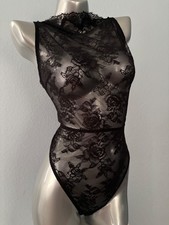 Victorias Secret Black High Neck Lace Thong Bodysuit Teddy XL