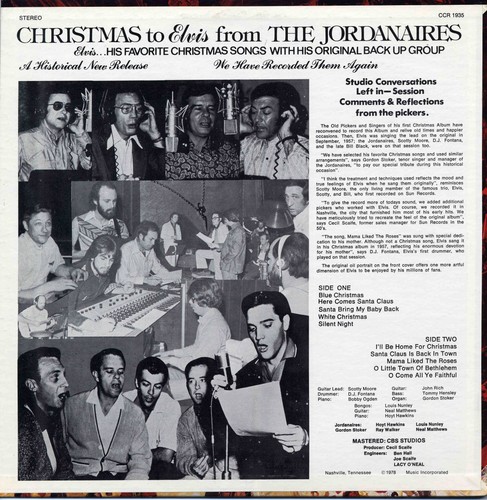 The Jordanaires - Christmas To Elvis Vinyl LP Classic Records CCR 1935 Stereo - Picture 2 of 2