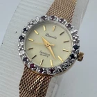 VTG Deauville Armitron Quartz Watch Women Ruby Diamonds Gold Tone New Battery