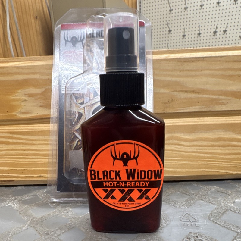 Black Widow Hot-N-Ready Deer Attractant Lure Brown Black Orange Plastic 3 oz