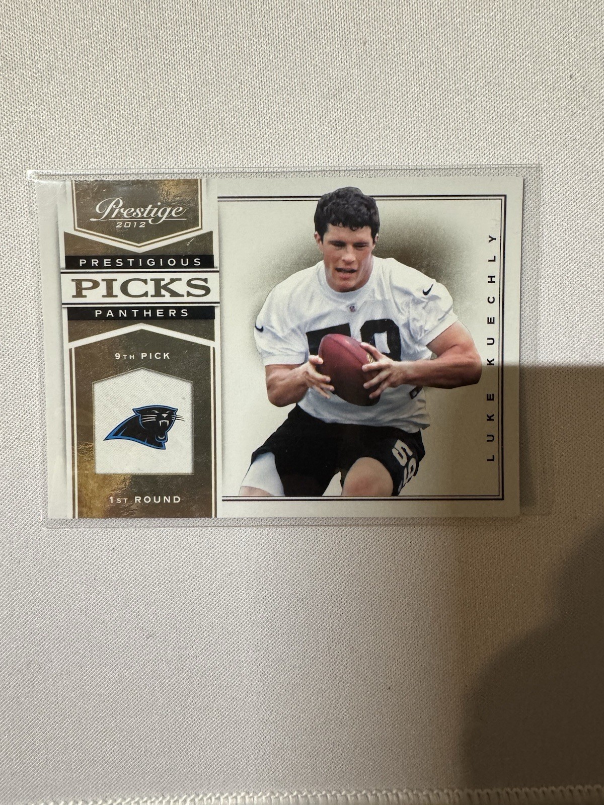 Luke Kuechly Panini Prestige Prestigious Picks #43 Material-Gold