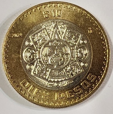 10 pesos coin 2024 Mexico, UNC - Monedas de 10 pesos 2024 Sin Circular